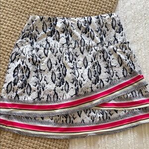 Lucky in Love Snake Print Mini Skort with Pink and Yellow Stripes